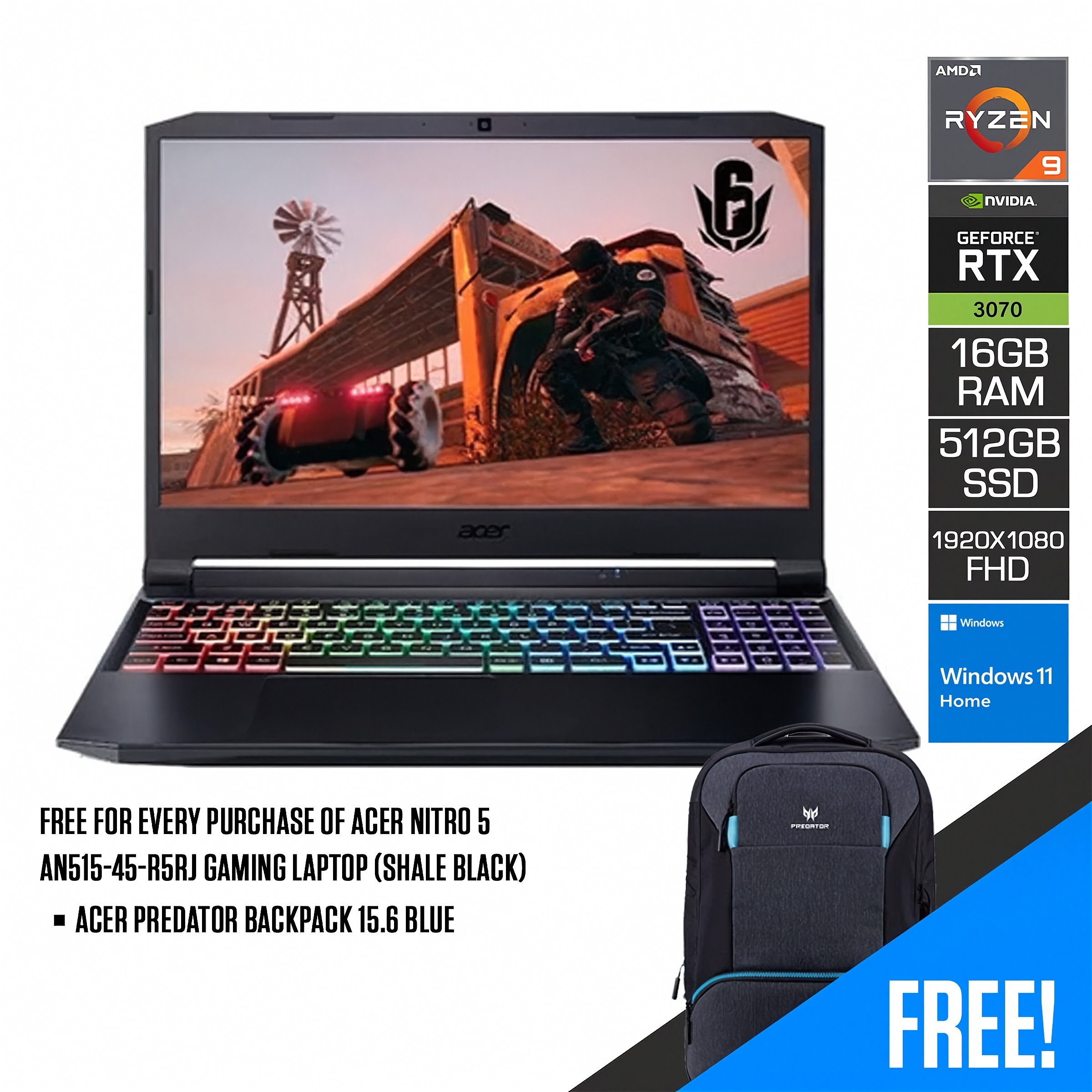 Acer Nitro 5 AN515 FHD Ryzen 9 5900HX