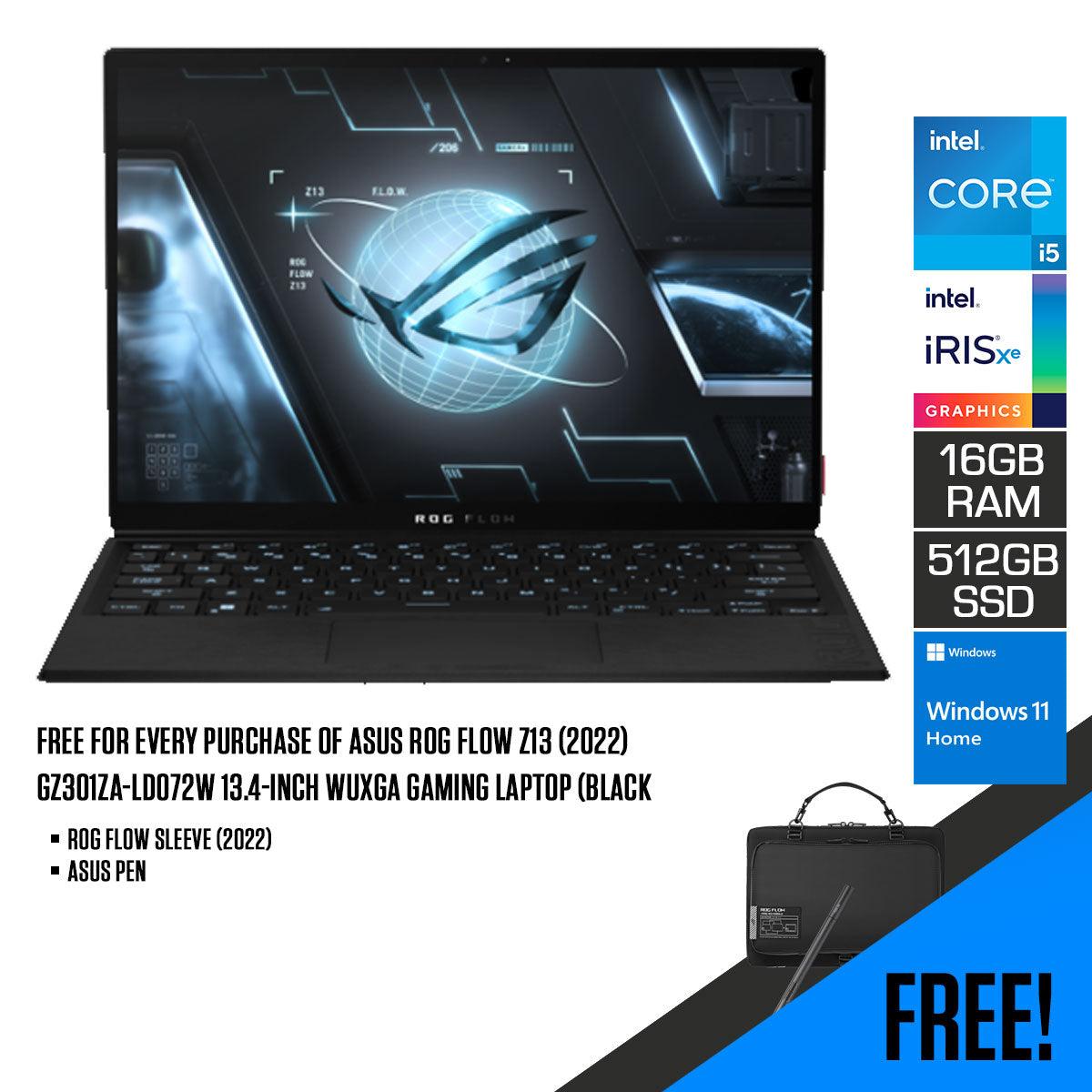 ASUS ROG FLOW Z13 (2022) GZ301ZA - LD072W GAMING LAPTOP (BLACK) | 13.4" WUXGA | i5 - 12500H | 16GB DDR5 | 512GB SSD | IRIS XE | WIN11 + ROG FLOW SLEEVE (2022) + ASUS PEN - Nectostry