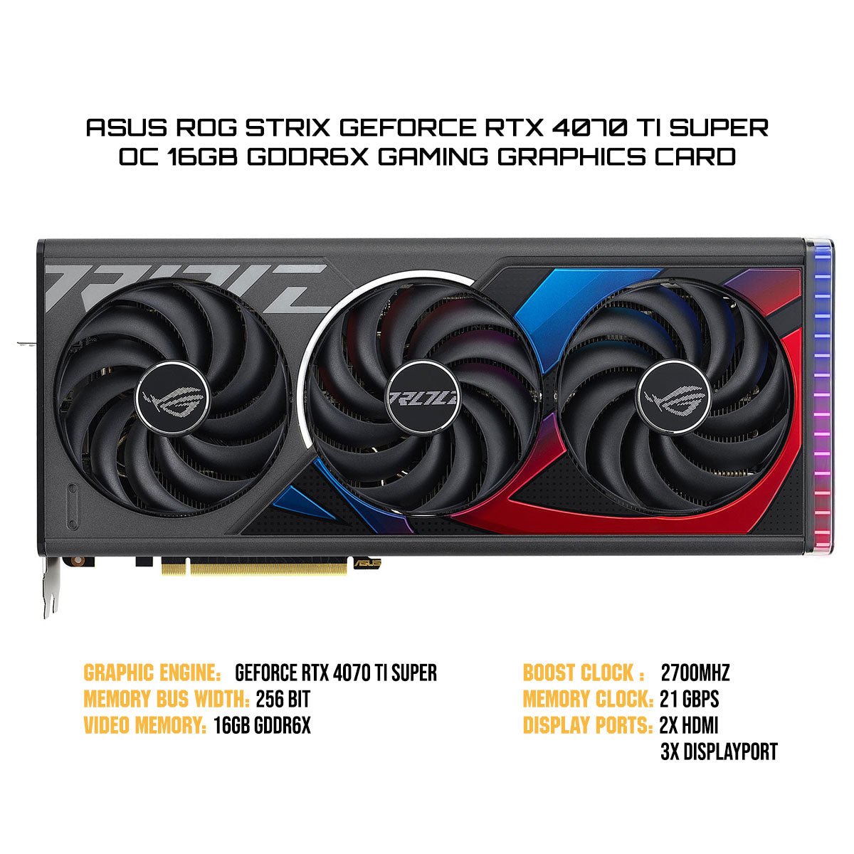 Asus ROG Strix GeForce RTX 4070 TI Super OC 16GB GDDR6X Gaming Graphics Card - Nectostry