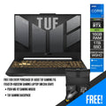 ASUS TUF Gaming F15 FX507ZR - HQ033W Gaming Laptop (Mecha Gray) | 15.6" WQHD (2560 x 1440) | i7 - 12700H | 16GB DDR5 | 1TB SSD | RTX™ 3070 | Windows 11 Home | Asus TUF P304 M5 V2 Gaming Mouse | TUF Gaming Backpack - Nectostry