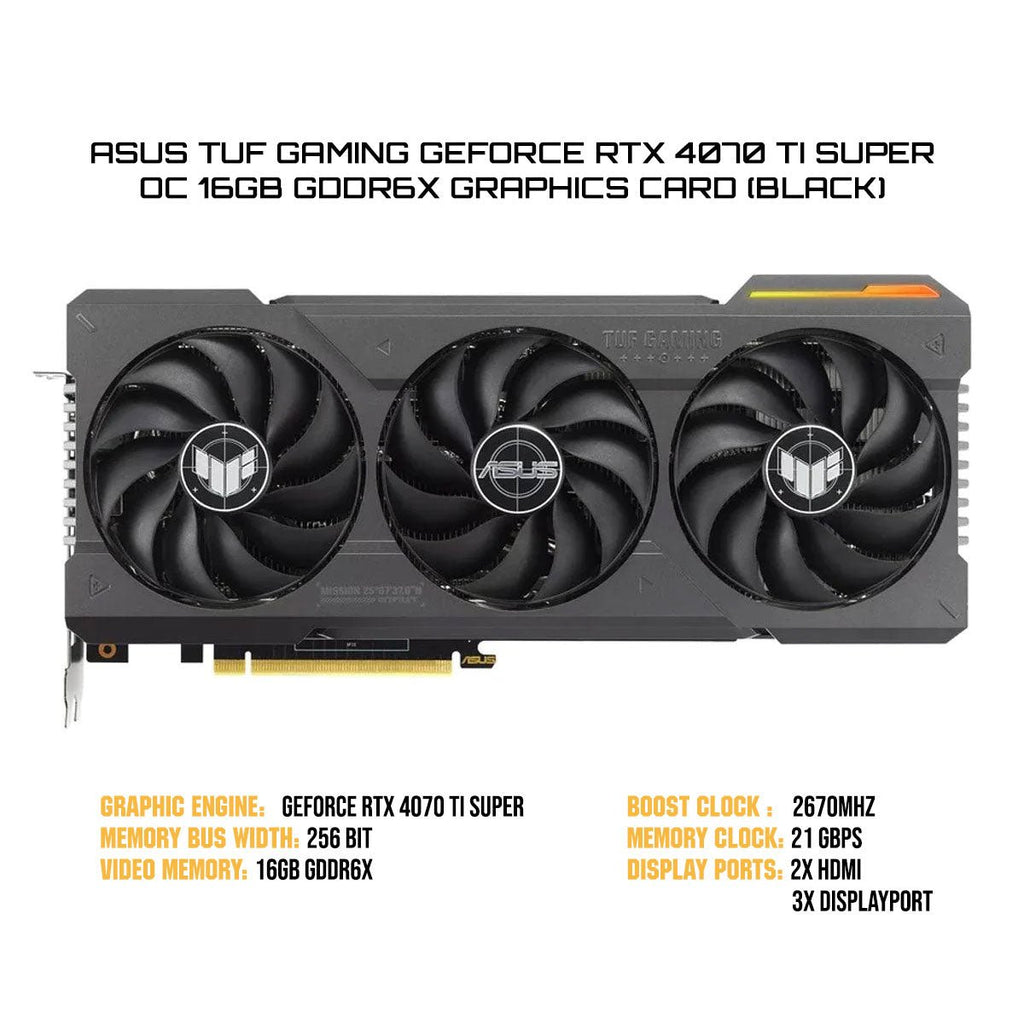 Asus TUF Gaming GeForce RTX 4070 TI Super OC 16GB GDDR6X Graphics Card (Black) - Nectostry