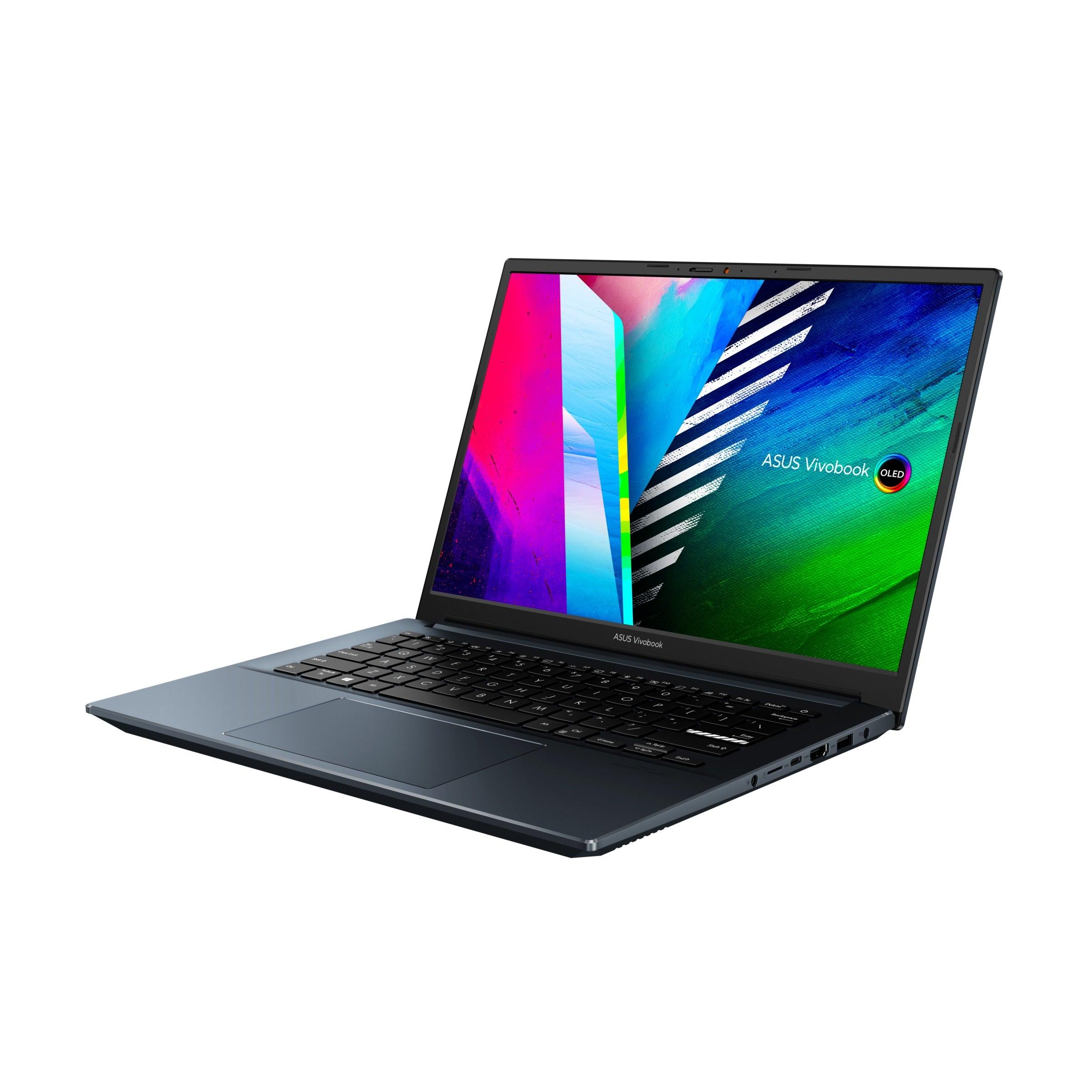 ASUS Vivobook Pro 14 OLED M3401QC - KM070WS Laptop (Quiet Blue) | 14" OLED | RTX™ 3050 | Windows 11 Home | MS Office Home & Student 2021 | ASUS BP1504 Casual Backpack - Nectostry