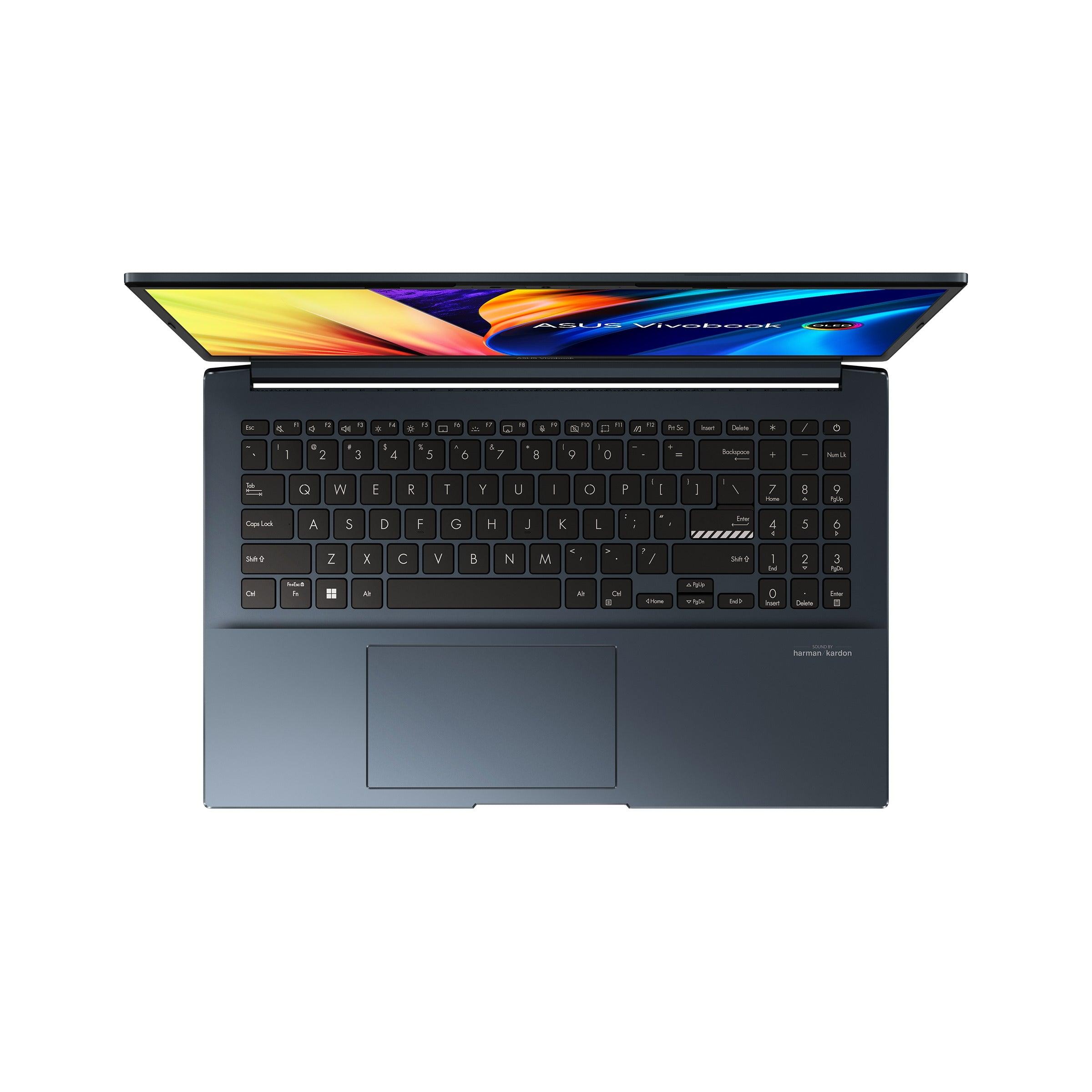 Asus Vivobook Pro 15 Oled K6500ZE - MA111WS Laptop (Quiet Blue) | 15.6” 2.8K | i7 - 12650H | 16 GB RAM | 512 GB SSD | NVIDIA® GeForce® RTX™ 3050 Ti | Windows 11 Home | MS Office Home & Student 2021 | Asus BP1504 Casual Backpack - Nectostry