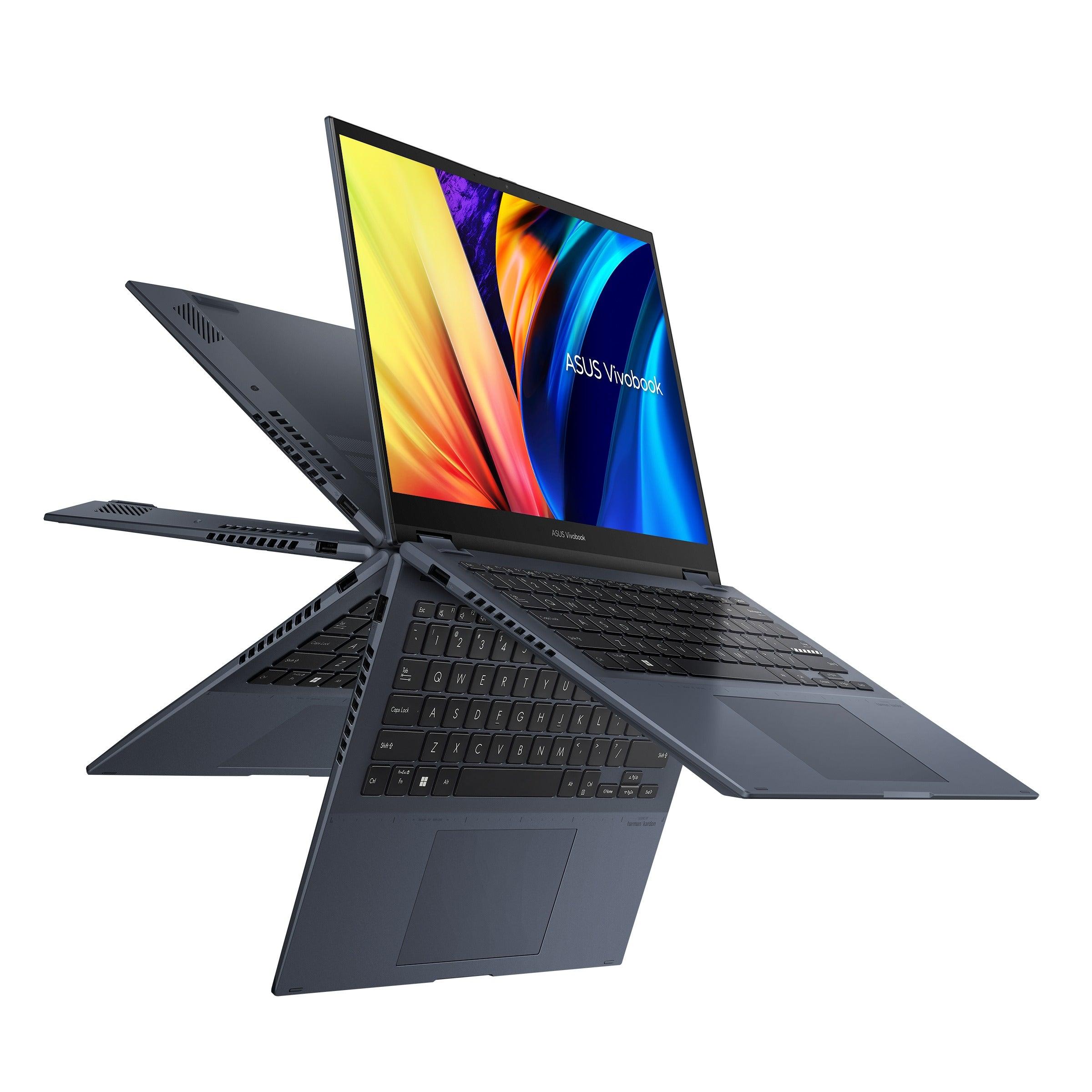 Asus Vivobook S 14 Flip TP3402ZA - KN111WS Laptop (Quiet Blue) | 14” 2.8K Oled | i7 - 12700H | 8GB RAM DDR4 | 512 GB SSD | Iris Xᵉ Graphics | Windows 11 Home | MS Office Home & Student 2021 | Stylus Pen | Asus BP1504 Casual Backpack - Nectostry