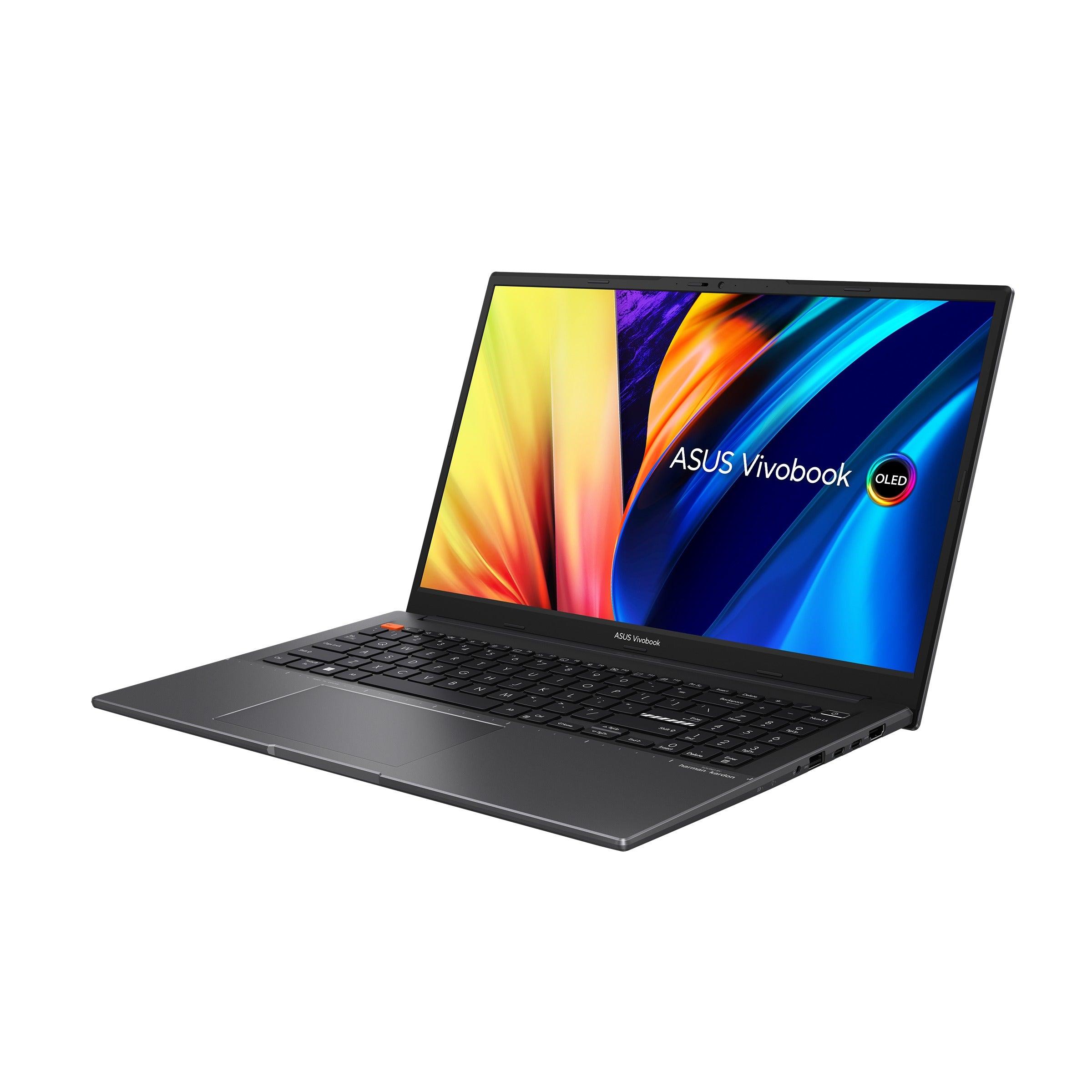 Asus Vivobook S 15 OLED K3502ZA - MA070WS Laptop (Indie Black) | 15.6" 2.8K | i7 - 12700H | 16GB RAM | 512GB SSD | Intel® Iris Xe Graphics | Windows 11 Home | MS Office Home & Student 2021 | Asus BP1504 Casual Backpack - Nectostry