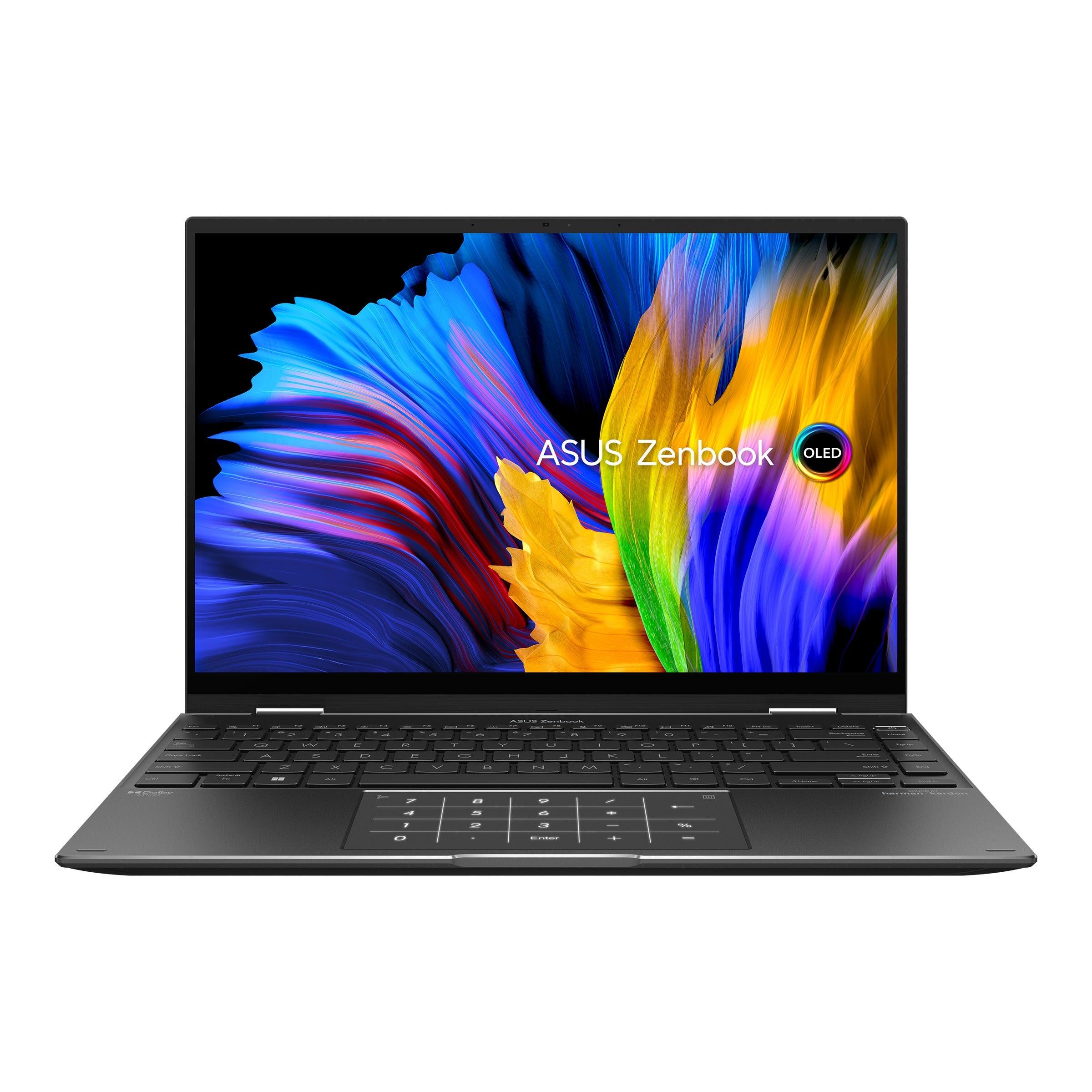 Asus Zenbook 14 Flip OLED UN5401RA - KU095WS Laptop (Jade Black) | 14" 4K (3840 x 2400) OLED | Ryzen™ 9 6900HX | 16GB LPDDR5 RAM | 512GB SSD | AMD Radeon™ Graphics | Windows 11 Home | MS Office Home & Student 2021 | Asus Sleeve - Nectostry