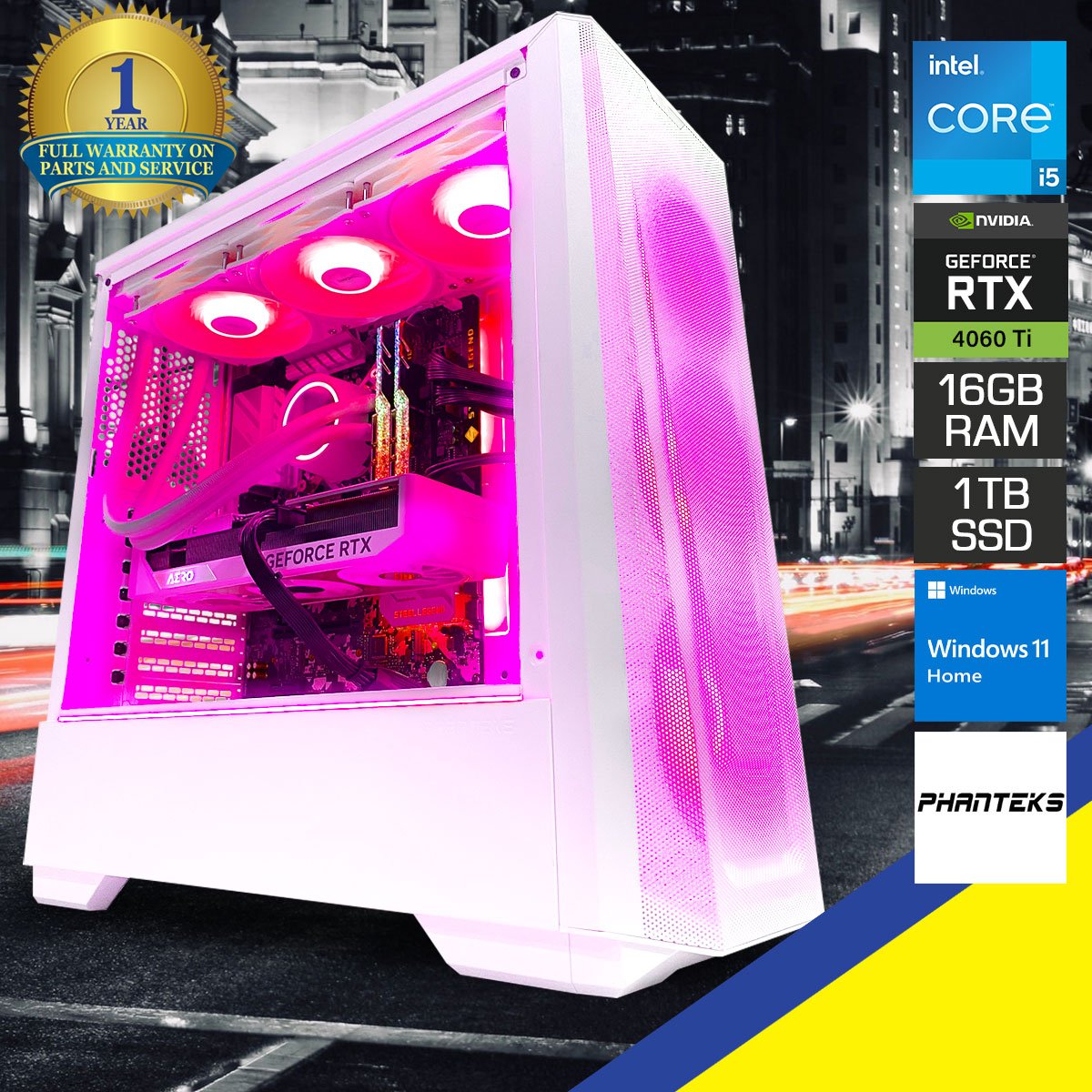 Aurora Eclipse G360A Desktop Gaming PC | Intel Core i5 12400 | 16GB RAM | 1TB SSD | RTX 4060 Ti 16GB | Windows 11 Home - Nectostry
