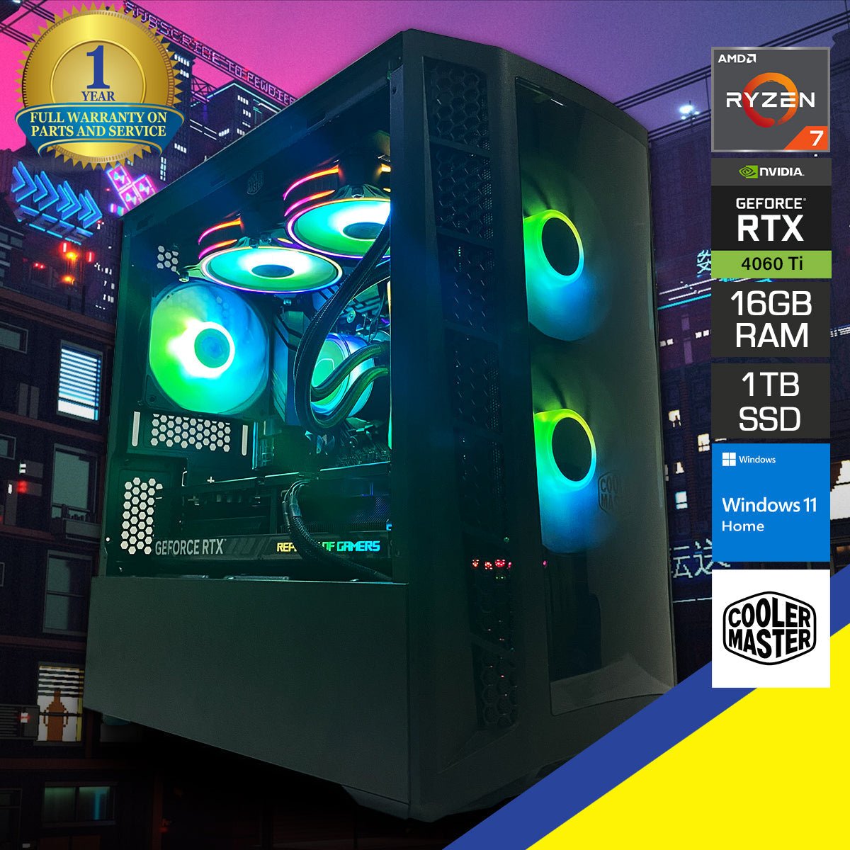Aurora Masterbox MB320L Gaming PC | AMD Ryzen 7 5700X | 16GB RAM | 1TB SSD | RTX 4060Ti | Windows 11 Home - Nectostry