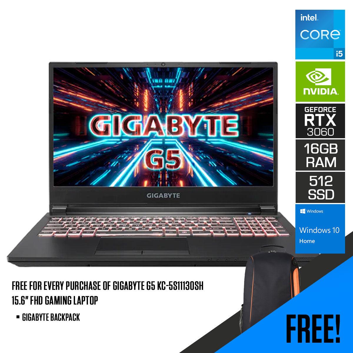 GIGABYTE G5 KC - 5S11130SH Gaming Laptop | 15.6" FHD | i5 - 10500H | 16GB DDR4 | 512GB SSD | RTX 3060 | WIN10 GIGABYTE Backpack - Nectostry