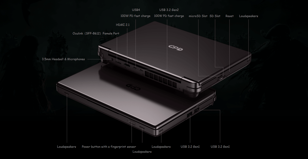GPD Win Max 2 2023 AMD Ryzen 7 7840U 10.1" WQXGA QHD+ (2560x1600) IPS 32GB LPDDR5x - 7500MT/S RAM 2TB SSD AMD Radeon 780M Graphics RDNA3 Windows 11 Handheld Gaming PC + Win Max 2 Protection Case - Nectostry