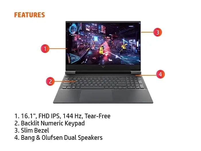 HP NOTEBOOK VICTUS 16 - E0217AX 16.1" FHD ANTIGLARE IPS LAPTOP (MICA SILVER) | 16.1" FHD | RYZEN 7 5800H | 16GB DDR4 | 512GB SSD | RTX 3050 | WIN11 + MS OFFICE HOME & STUDENT HP PRELUDE TOPLOAD BAG - Nectostry